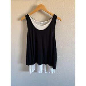 Y2K Black and White Layered Flowy Tank Top GAP Womens